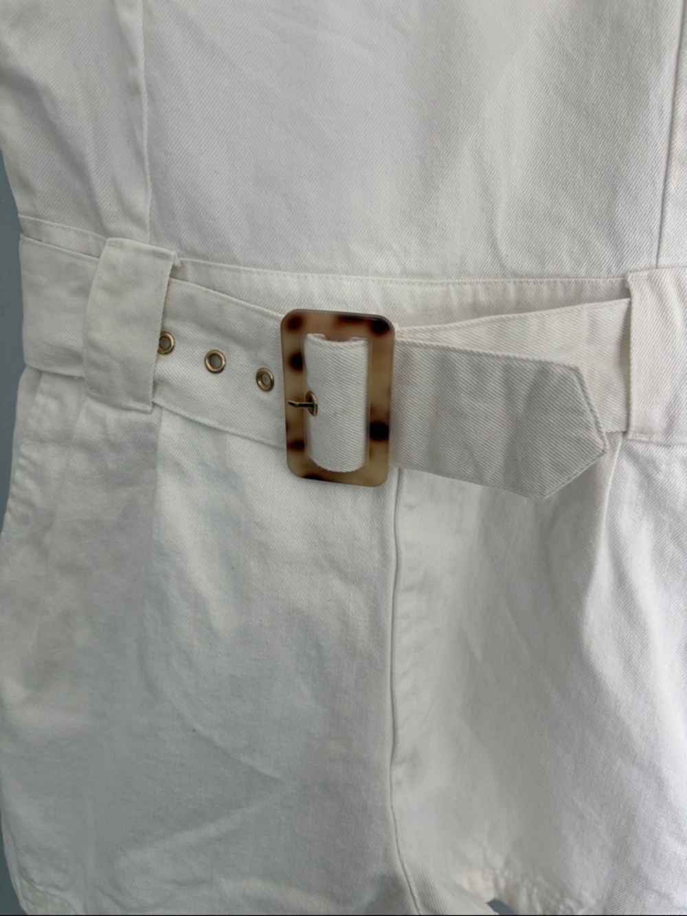 Show Me Your MuMu White Spaghetti-Strap Belted Romper size M - Picture 4 of 7